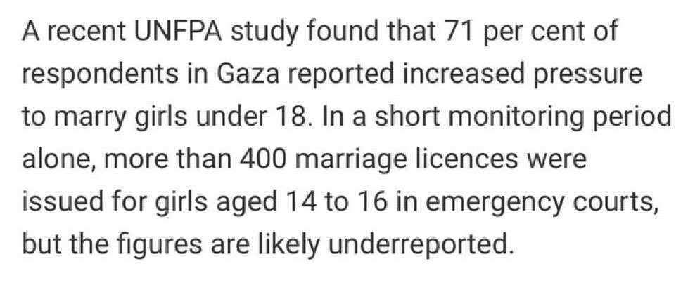 Gaza is its own Epstein Island. The rate of child marriage (girls only, of course) and incest is through the roof. 

And no, they can’t blame Israel for this shit.
