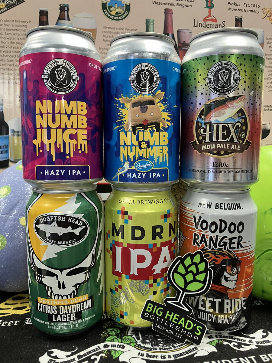 🍻 Some new offerings landing in the coolers recently from <a href="/dogfishhead/">TempDogfish</a> <a href="/gratefuldead/">Grateful Dead</a> Citrus Daydream Lager, @fallriverbrewing Numb Numb Juice Hazy IPA, Numb and Nummer Double Hazy, Hex West Coast IPA, <a href="/newbelgium/">New Belgium Brewing</a> Sweet Ride Juicy IPA, and <a href="/odellbrewing/">Odell Brewing Co</a> MDRN IPA 🍻
