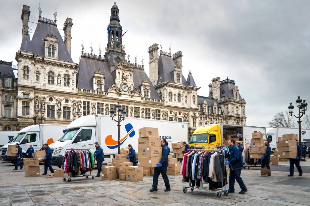 🟡 Beaucoup d'activité aujourd'hui à l'Hôtel de Ville où on déménage la garde robe d'Anne Hidalgo.