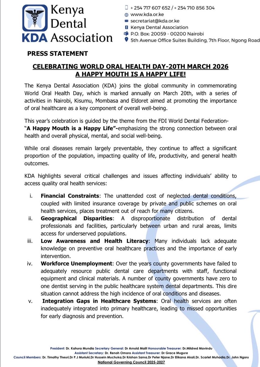 KENYA DENTAL ASSOCIATION tweet media