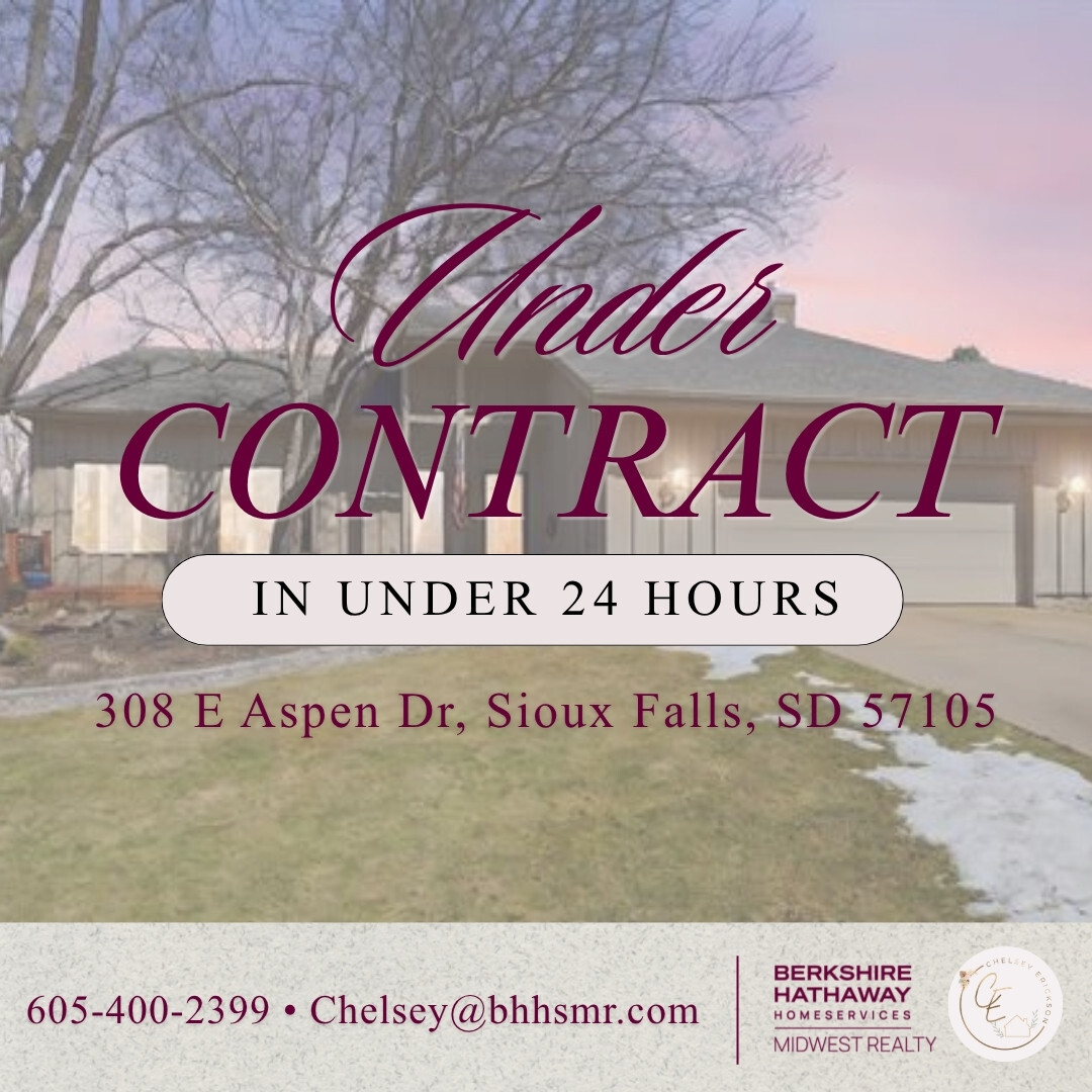 🚨 Under Contract in LESS than 24 hours 🚨

This one didn't last long... and it's easy to see why.

Huge congrats to my sellers! Let's keep things moving 👏

Thinking about buying or selling? Let’s connect ⬇️
📲 605-400-2399
📧 Chelsey@bhhsmr.com
