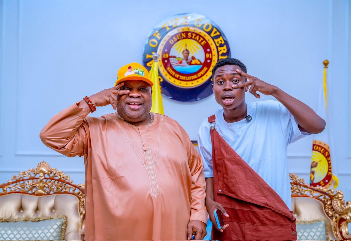 malagaofficial_'s tweet photo. Tiktok sensation, @Peller089 visited Gov' Ademola @AAdeleke_01 at the govt house earlier today in his ongoing statewide tour across Nigeria, impressed with the delivery of GOOD GOVERNANCE in Osun by the #IMOLE administration.

#ImoleIsWorking #ForAGreaterOsun #ImoleTill2030 https://t.co/jUzKcfCssj