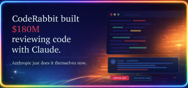 anurajsl's tweet photo. CodeRabbit built a $180M company doing AI code reviews - powered entirely by Claude. Anthropic just launched the same feature natively. A quiet feature drop that reshapes an entire category. Read the full breakdown 👇

https://t.co/Ee8i3SGZTS https://t.co/4W2DvEEdPJ