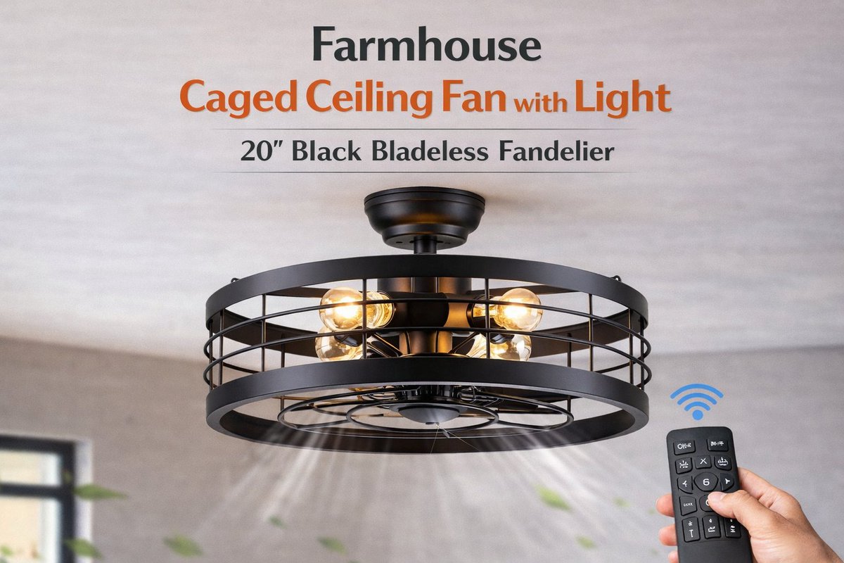 jenns970's tweet image. This farmhouse caged ceiling fan with light is one of the coolest fandelier designs I’ve seen lately. Quiet, stylish, and remote controlled. Perfect for farmhouse kitchens or bedrooms. 
#FarmhouseDecor #CeilingFan #homedecorart 
🔗amzn.to/4dAYikY
