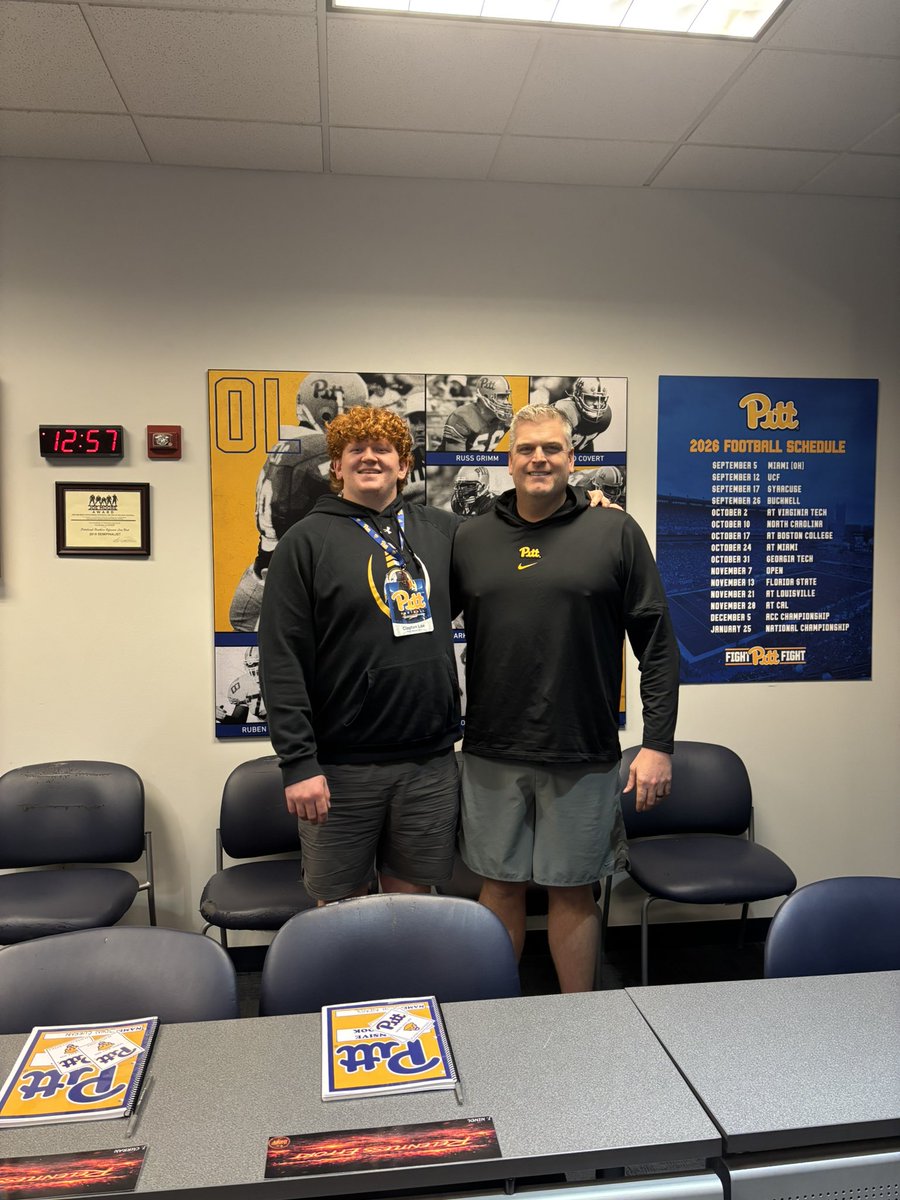 ClaytonLee76's tweet photo. Had a great time at Pitt yesterday! Can’t wait to get back! #H2P 

@CoachDuzzPittFB @CoachDarveau 
@Kb1Raw @setharnold_ https://t.co/8e5AhoBa5G