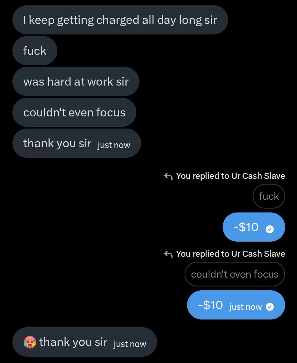 ur_cashmaster's tweet photo. multiple daily subscriptions throughout the day and -$10 for every text without calling me "sir" or "master" https://t.co/qbh9S7Vbvy