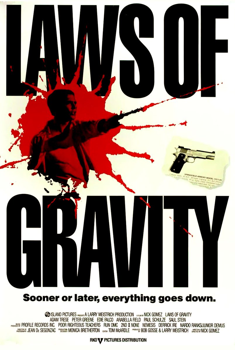 ClassicHBOGuide's tweet image. Premiering #OTD in 1992 in #NewYorkCity was Nick Gomez's gritty, low budget, $38,000 independent film: LAWS OF GRAVITY starring the late Peter Greene - one sheet, newspaper ad, original @nytimes review, still #1990s #independent #cinema
