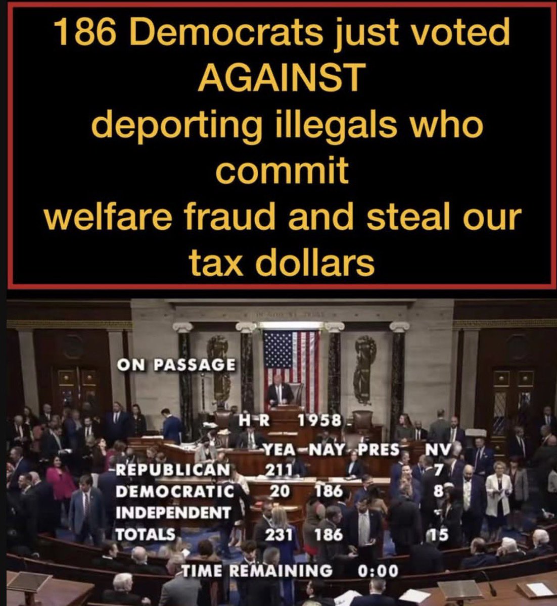 DanielGilr44222's tweet image. 186 Democrats just voted AGAINST deporting illegals who commit welfare fraud and steal our tax dollars. It sounds like them. 🤡