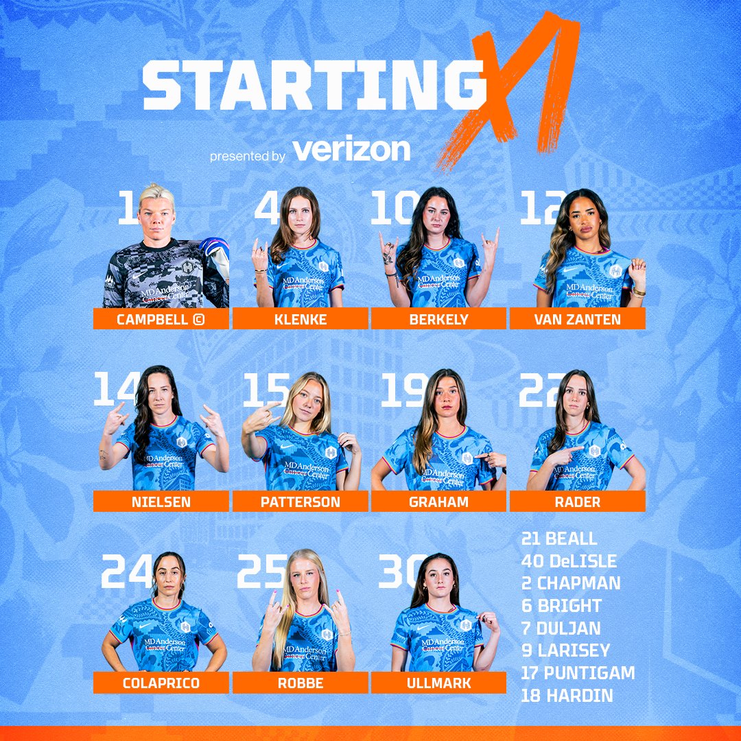 HoustonDash's tweet photo. For the first time at home...today's Starting XI 🫡

@Verizon https://t.co/HFUZn8HrF5