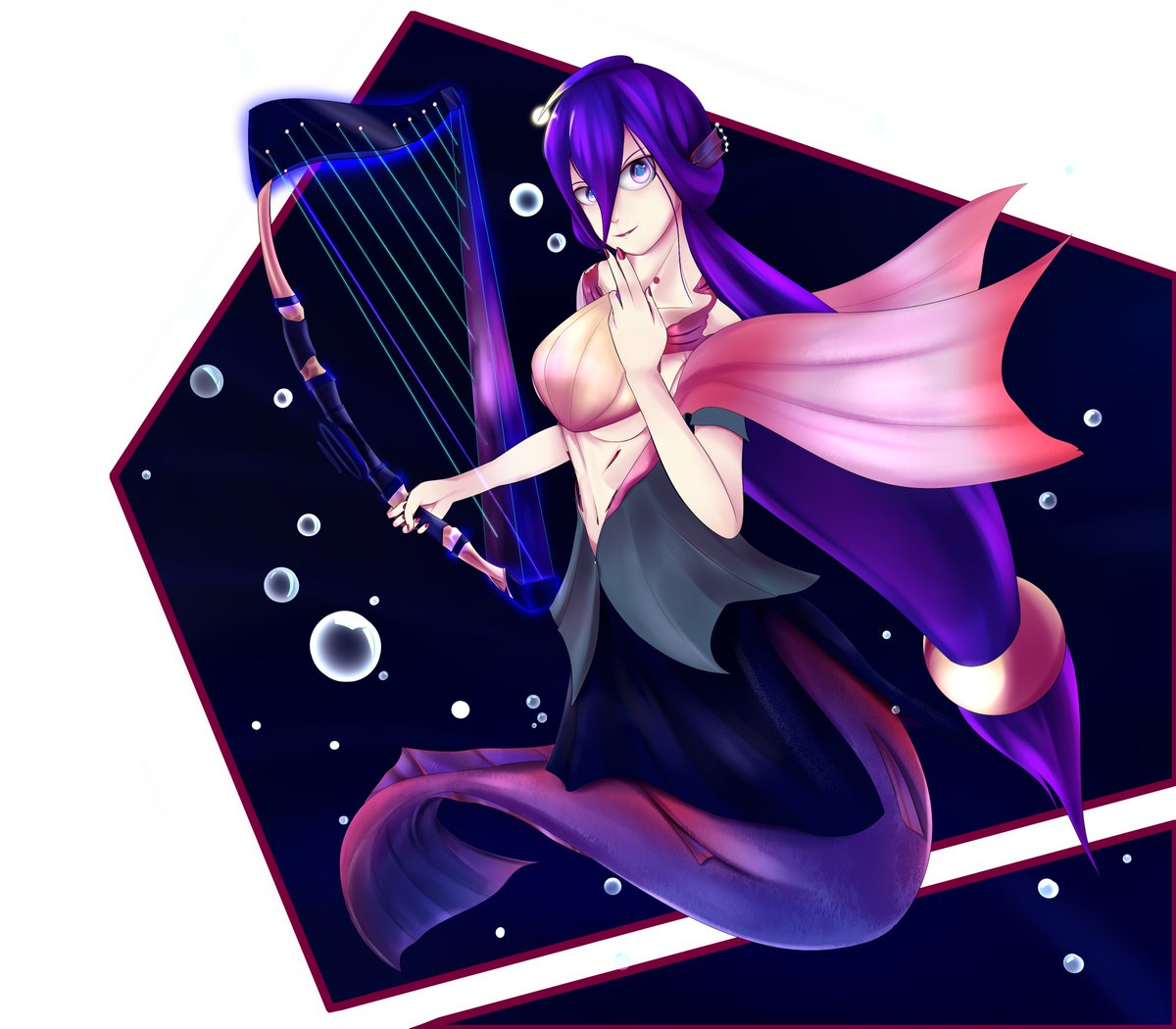 #ocart from my own OC with special sketch thanks to <a href="/YamuriNyan/">Nyan_Yamuri🔞🔥(Comms. Open; 2 slots available!)</a> 
and practicing my own style again with the 6 Note Sisters.
Here is the Eldest, Aqua Note