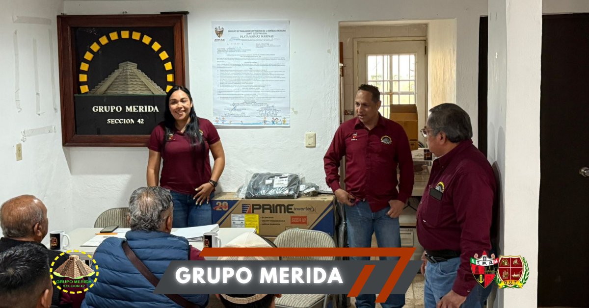 GrupoMerida_42's tweet photo. Agradecemos la participación en nuestra Reunión de nuestro @GrupoMerida_42, refrendamos la política de nuestro Líder y Presidente del GUT @lgps03101 y @MarcoAzuara1 Srio. General, somos orgullosamente @Seccion42_STPRM. 

#MásUnidosquenunca.

Miércoles 18 de marzo del 2026. https://t.co/VEICQNOiOF