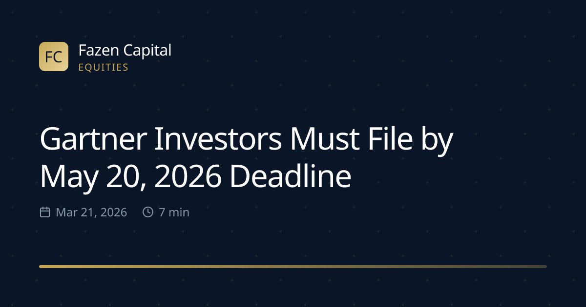 fazencapital's tweet image. Gartner Investors Must File by May 20, 2026 Deadline: Rosen Law Firm announced a Gartner class action on Mar 21, 2026; under PSLRA the 60-day lead-plaintiff window ends around May 20, 2026 —… Full analysis {url} #Gartner #Investors #ClassAction #PSLRA #LeadPlaintiff