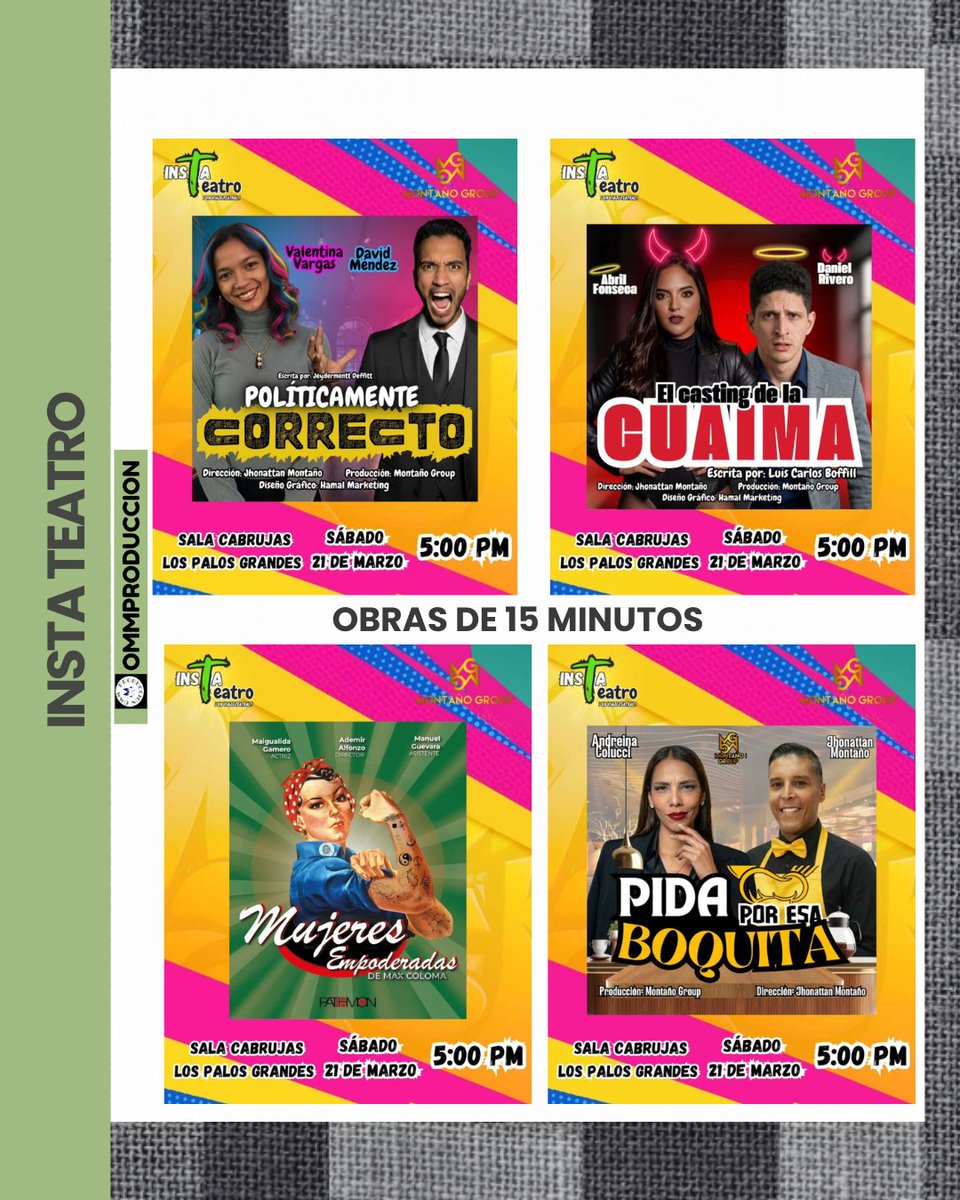 ✅️Teatro en <a href="/trasnochocult/">Trasnocho Cultural</a> 
✅️ <a href="/microteatral/">Microteatral 🎭</a> en Espacios Urban Cuplé del CCCT, nivel C2
✅️ Insta Teatro en la Sala Cabrujas (Los Palos Grandes, paralelo a Parque Cristal)