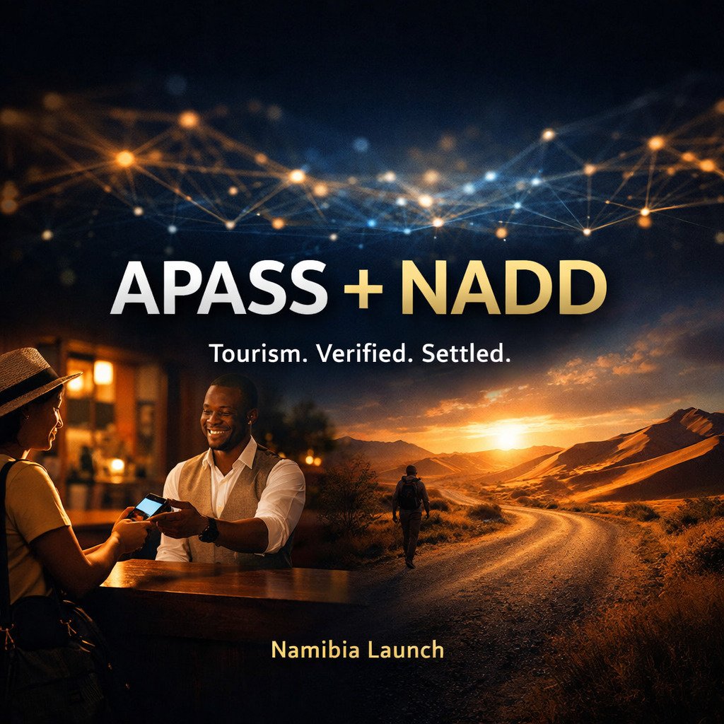 $APASS integrates with $NADD to enable verified tourism, incentives, and regulated settlement.

Payment-agnostic: cards, mobile, cash, or $NADD.

Namibia is the starting point.

github.com/abba-platforms…

#APASS #NADD #Tourism #FinTech #Stablecoin #DigitalPayments #Namibia #Africa