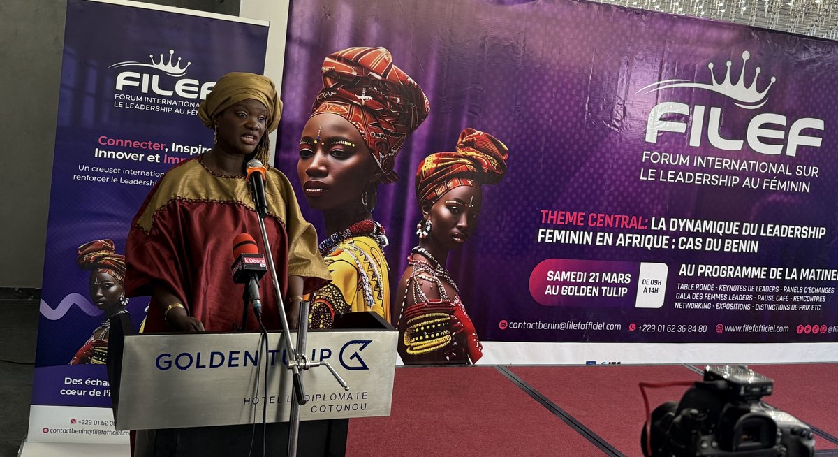 UNBenin's tweet photo. 🇧🇯Ouverture ce jour du Forum international du leadership au féminin #FILEF,en présence de @gouvbenin, @UNBenin & divers partenaires.
Le leadership féminin se construit par l’audace,la solidarité & des actions concrètes pour lever les barrières.
Ensemble pour un avenir + inclusif. https://t.co/6mj2iAxbXm