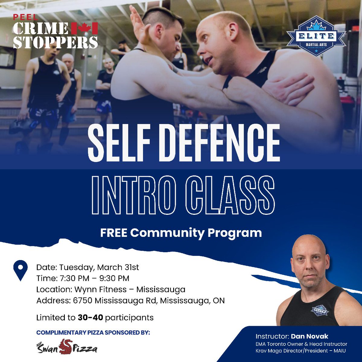 PeelCrimeStopp's tweet image. 🚨 FREE Self-Defence Intro Class - Krav Maga 💪🥋

📅 March 31
🕢 7:30 PM
📍 Mississauga
💲 FREE
👥 Limited spots
🔗 peelcrimestoppers.ca/self-defense-t…
🍕 Sponsored by @redswanpizza
#PeelCrimeStoppers #Mississauga #KravMaga #CommunitySafety
