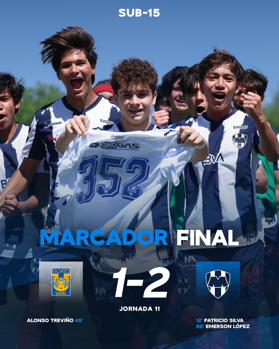 Rayados_FB's tweet image. 90'⏱ | #Sub15 | #TIG 🐯 1 - 2 🤠 #MTY

¡GANAMOS EL CLÁSICO EN ZUAZUA! 🔥🤍💙

¡Gran esfuerzo del Equipo para llevarnos el triunfo! 🗣️