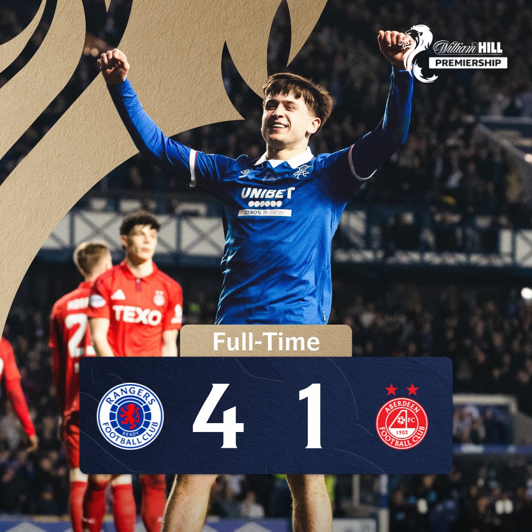 spfl's tweet photo. Four goals under the lights move Rangers up to second 🌃

@RangersFC | @WilliamHill https://t.co/W5Yox6XmMj