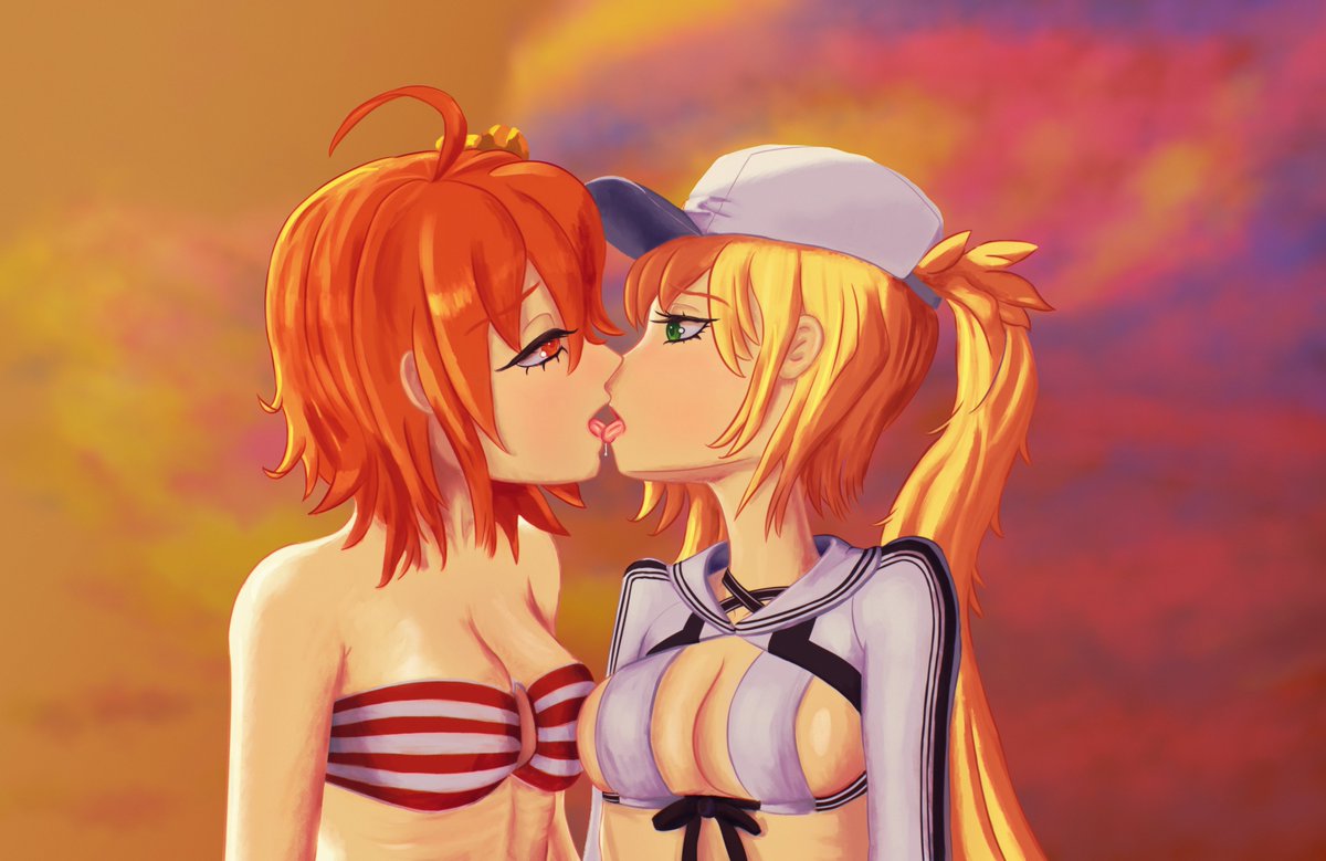 thefearkey's tweet photo. サンセットビーチにいるアルキャスぐだ︎︎♀ #FGO https://t.co/2e3sAcXiQt
