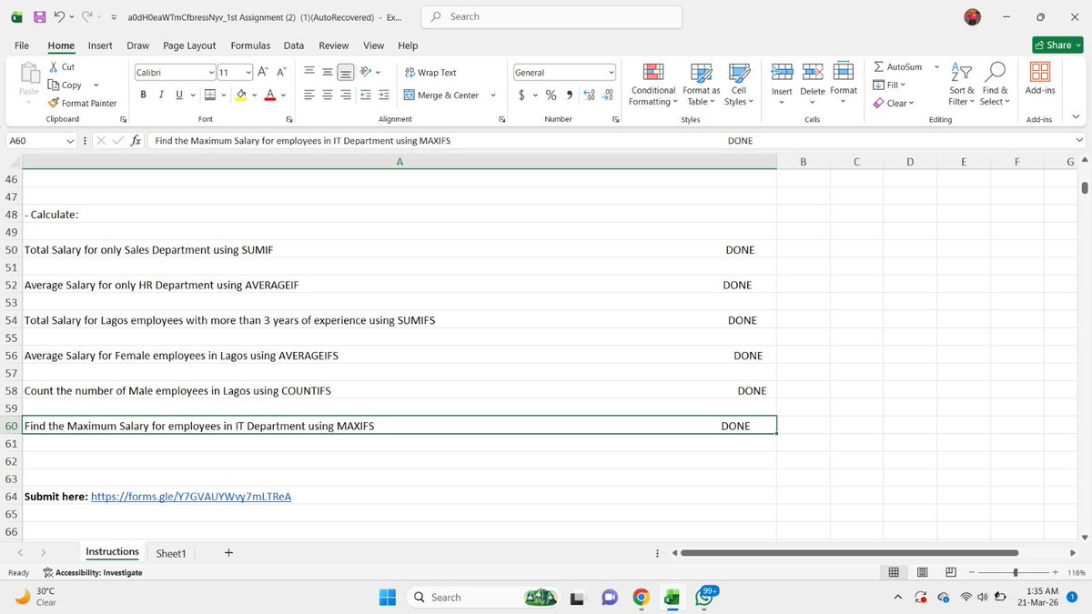 veraherself's tweet image. Submitted my first assignment.  
It was past 2 AM and I could have given up, but I didn’t.

Proud of my progress, consistency, and showing up for real. 📊✨  
#DataAnalytics #Consistency #LearningJourney