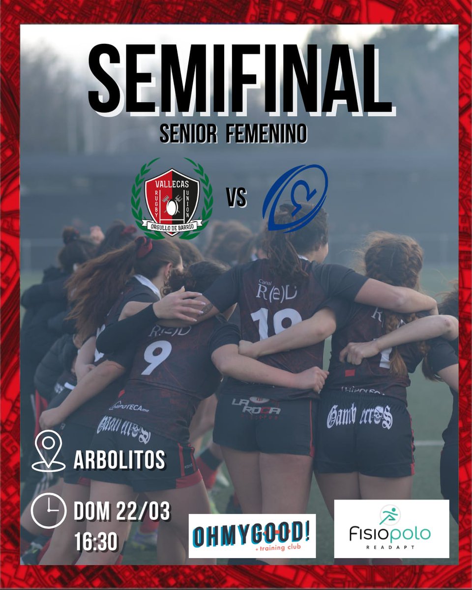 VallecasRU's tweet photo. 🏉 Convocatoria Sénior Femenino 🖤
Mañana a las 16:30 nos vemos en Arbolitos 🌲🌳 para un partidazo: nuestro Sénior Femenino se juega las semifinales de liga frente a @OlimpicoRugby 💥

🔥 ¡Estamos con vosotras, chicas!
❤️🖤 #RugbyFemenino #Semifinales https://t.co/a7ZDQEdat8