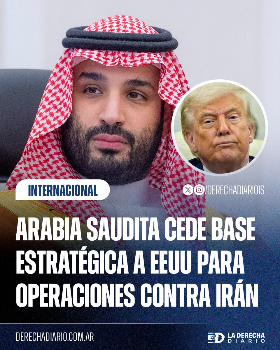 🚨🇸🇦🇺🇸🇮🇷🇮🇱 | GOLPE DURO A IRÁN: Arabia Saudita acordó abrir la Base Aérea King Fahd, en Taif, para operaciones contra el régimen terrorista de Irán. La medida reflejaría un giro hacia un mayor alineamiento con EEUU e Israel tras los recientes ataques iraníes contra el reino.