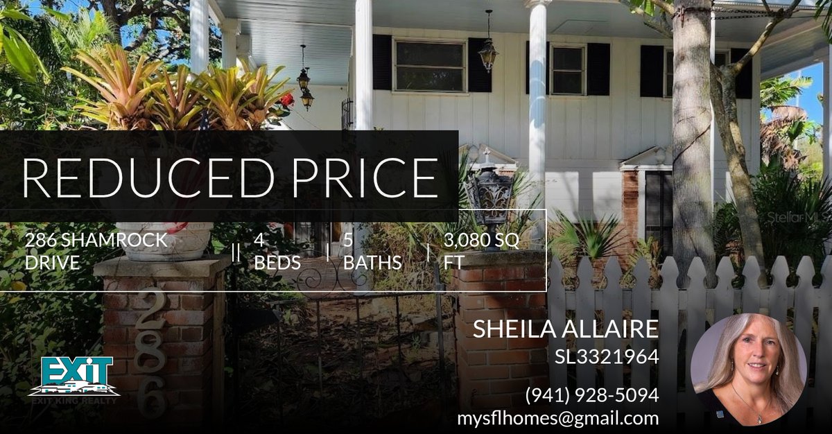 SheilaExit's tweet photo. 📍 Reduced Price 📍 This recently reduced home at 286 Shamrock Drive in Venice won't last long, so, don't wait to set up a showing! Reach out here or at (941) 928-5094 for more information! https://t.co/pJfzCWfvLM https://t.co/VFFh95Y7ur