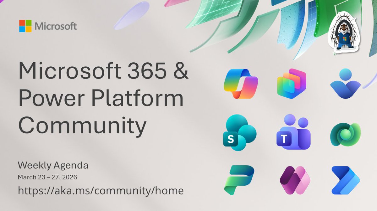 SharePoint's tweet image. 💡 Weekly update on the upcoming community calls from #Microsoft365 &amp;amp; #PowerPlatform Community

• Calls for this week with agenda details 📅
• Focus on Copilot, SharePoint &amp;amp; Power Platform
• Demos this week by Microsoft and community

📝 See details → msft.it/6012QqxFC