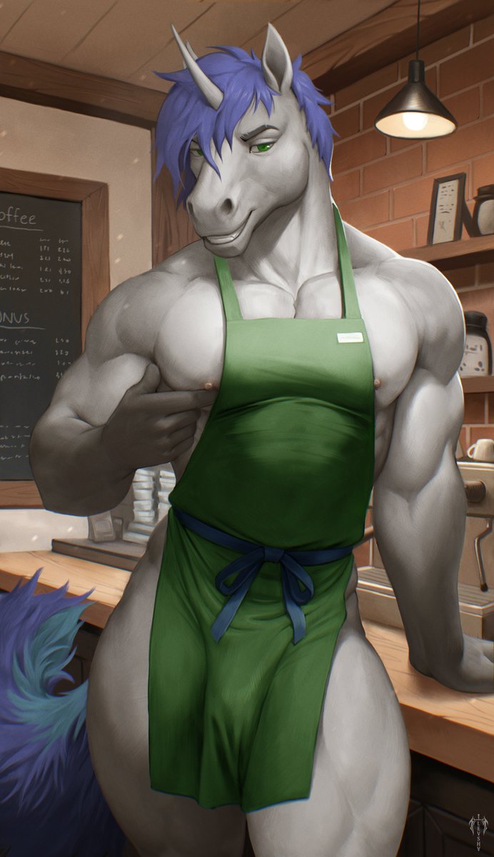 LEVSHAandy's tweet photo. I think I ordered a large... but this is more than I expected. ☕️😳

What’s your favorite morning drink?

🔗 https://t.co/CUAhWZSIic

#furry #furryart #barista #unicorn https://t.co/PiRqRJ7KkM