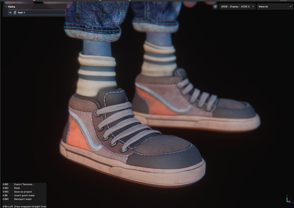The3DNinja's tweet image. Reworking some textures on my latest skate monster in #substancepainter Created some custom ribbon brushes to created the seams for the jeans.