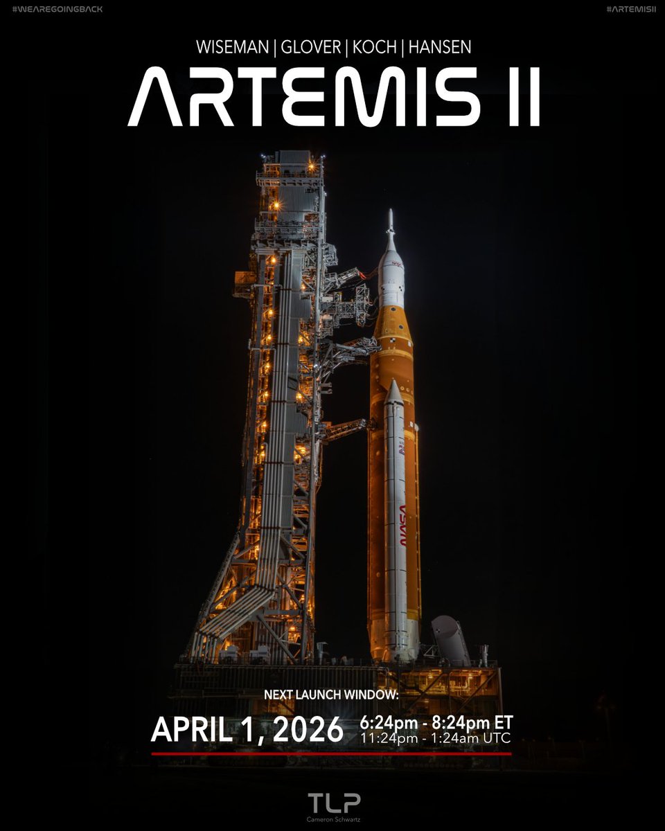 The countdown is on! T-11 Days and counting till humanity takes its next giant leap beyond Earth orbit!

🕘 Launch NET: April 1, 2026
📅 Launch Window: 6:24 PM – 8:24 PM EST
🔁 Additional opportunities through April

This mission marks the return of crewed deep space exploration