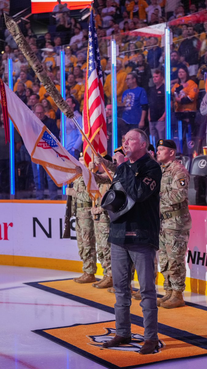PredsNHL's tweet photo. Smashville is one-of-a-kind 🤠

Country music legend @TraceAdkins surprised fans with a performance of the national anthem ahead of today's game! https://t.co/TjVaoEJnn6