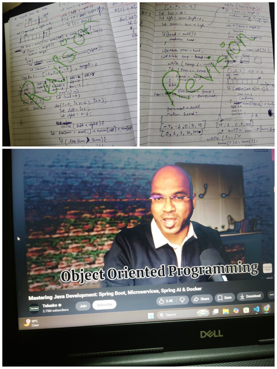 PlacementDiary's tweet image. Day 46📆

DSA:
Revision of Two Pointer  
LeetCode 88. Merge Sorted Array  

Development:
Core Java

English:
Spoken practice

Back to balance.

#Day46 #LearningInPublic #Consistency