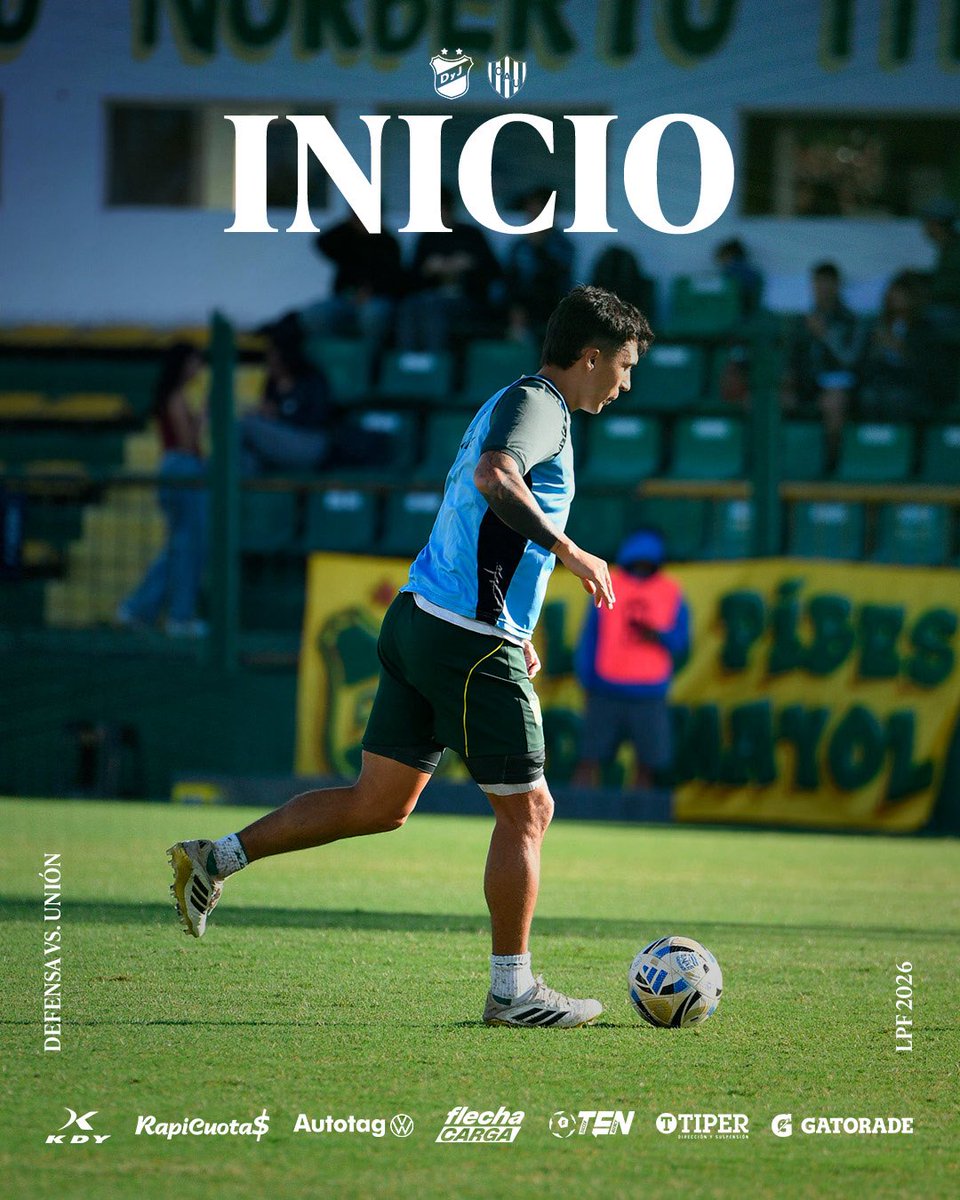 ClubDefensayJus's tweet image. ¡Ya se juega! ⚽️

#Defensa se enfrenta a #Unión en el Norberto "Tito" Tomaghello por la #Fecha12 del #TorneoApertura Mercado Libre 2026 

Seguilo en vivo por TNT Sports. Suscribite al pack fútbol en packfutbol.com.ar

#TodosJuntos🔰