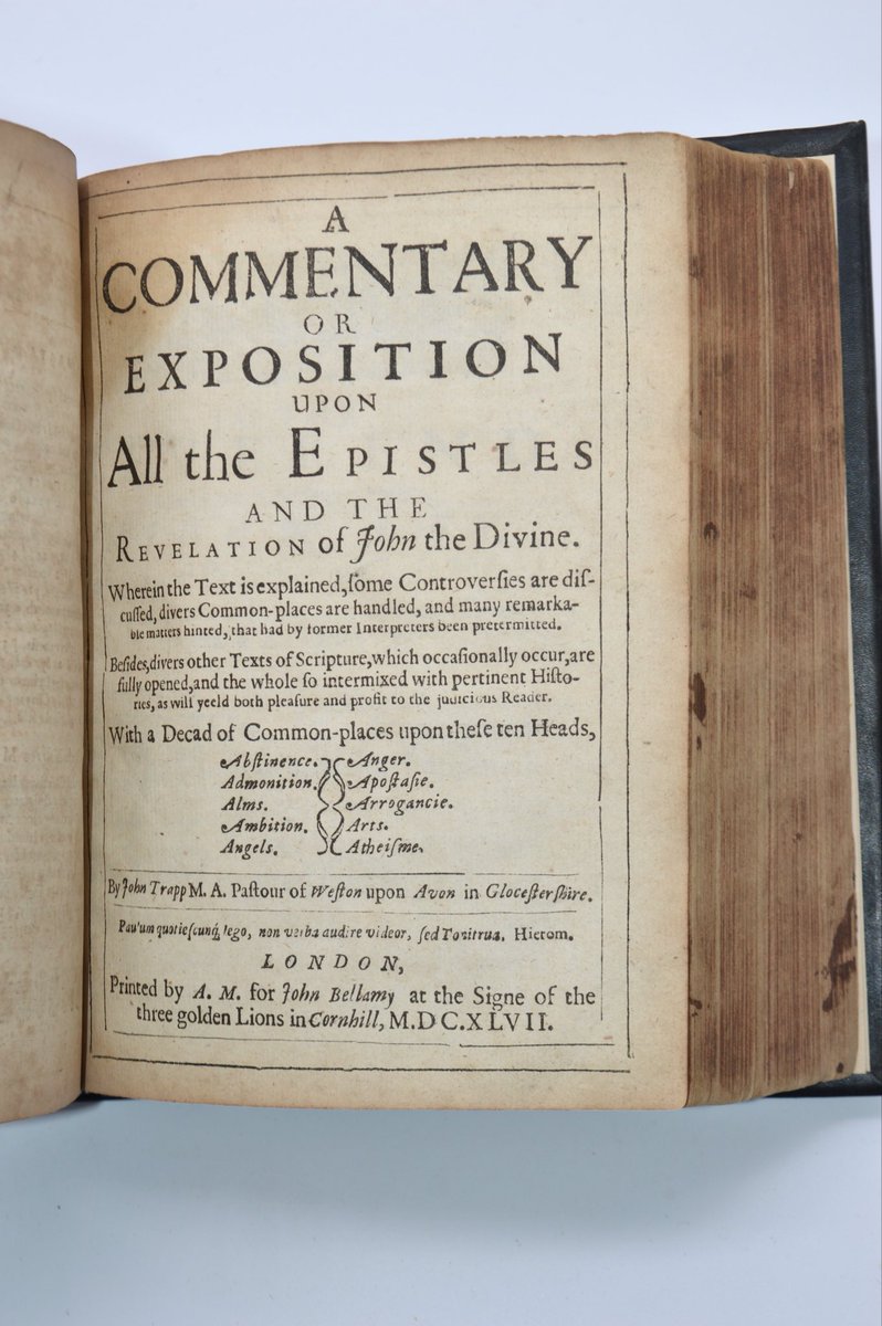 jadicksonbooks's tweet photo. A finely bound 1st edition of the Puritan John Trapp’s Commentary on the New Testament. Trapp was a favourite commentator of Charles Spurgeon’s, and is highly recommended by him. 

#Christian #ReformedTheology #RareBooks #Puritans #Spurgeon #NewTestament https://t.co/D5B58Xg90H