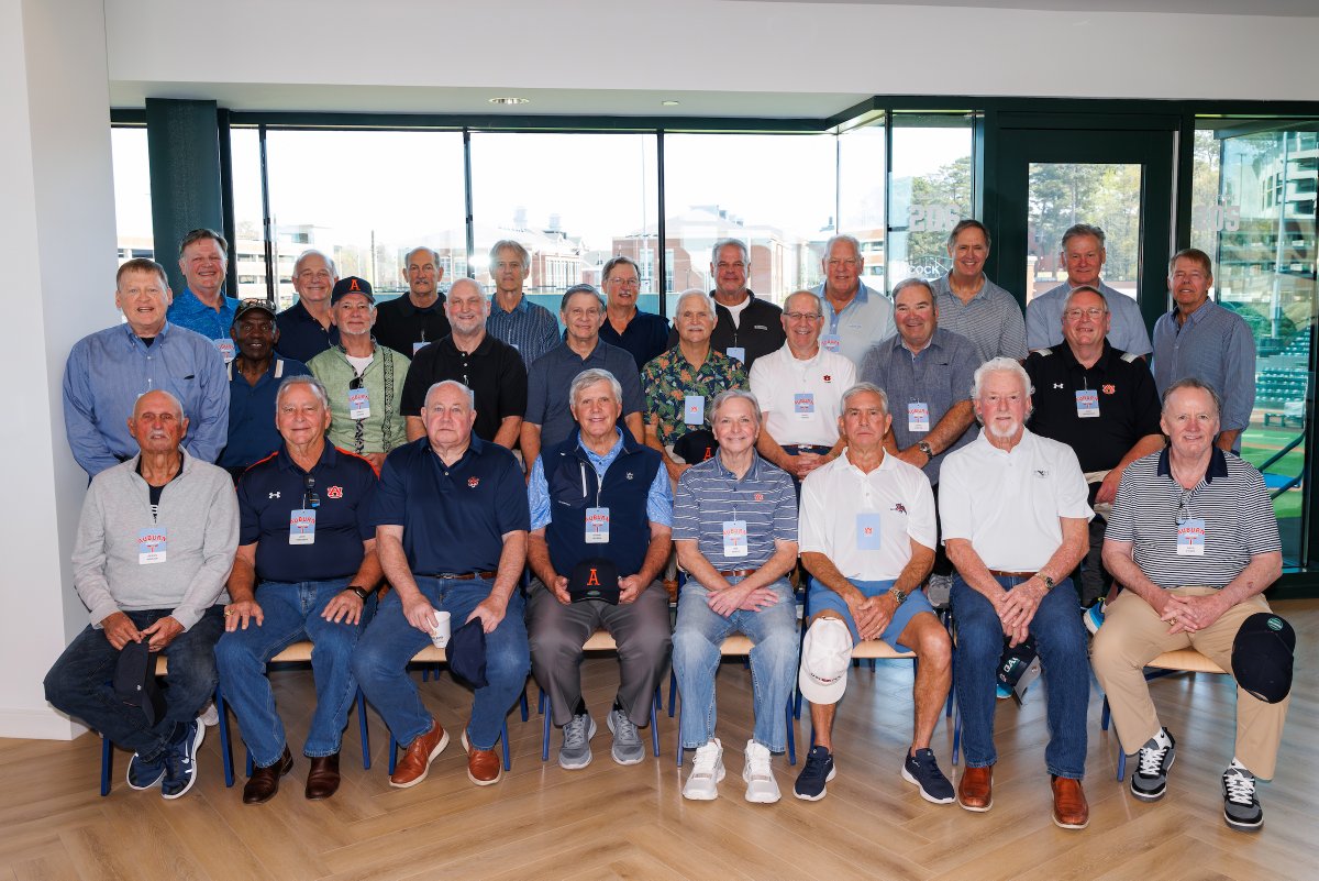 AuburnBaseball's tweet photo. Honoring some OGs. 🫡

We're proud to celebrate the 50th anniversary of the 1976 CWS team today! 

#WarEagle https://t.co/ywnkak8Jsg