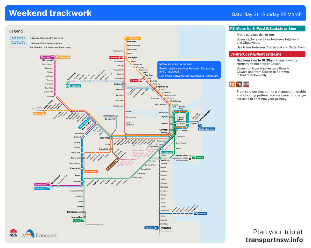 TrainLinkNorth's tweet image. Are you travelling on the #CentralCoastNewcastleLine this morning?

🛠️ Due to #trackwork, from 6am to 11am, at Cowan and Hawkesbury River, all trains leave from platform 1.

More info: transportnsw.info/alerts/details…
