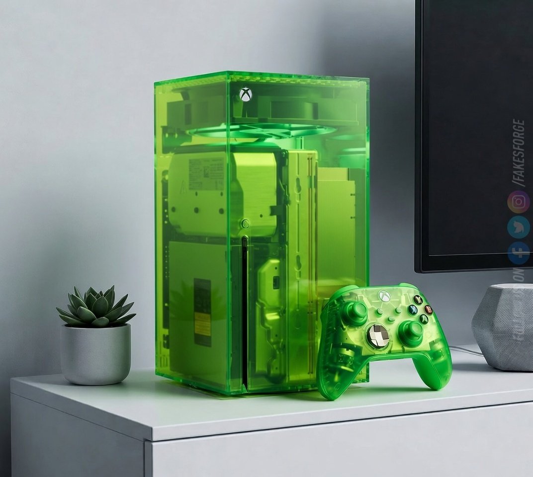 Xbox Series X in various transparent colours 💚🧡💙