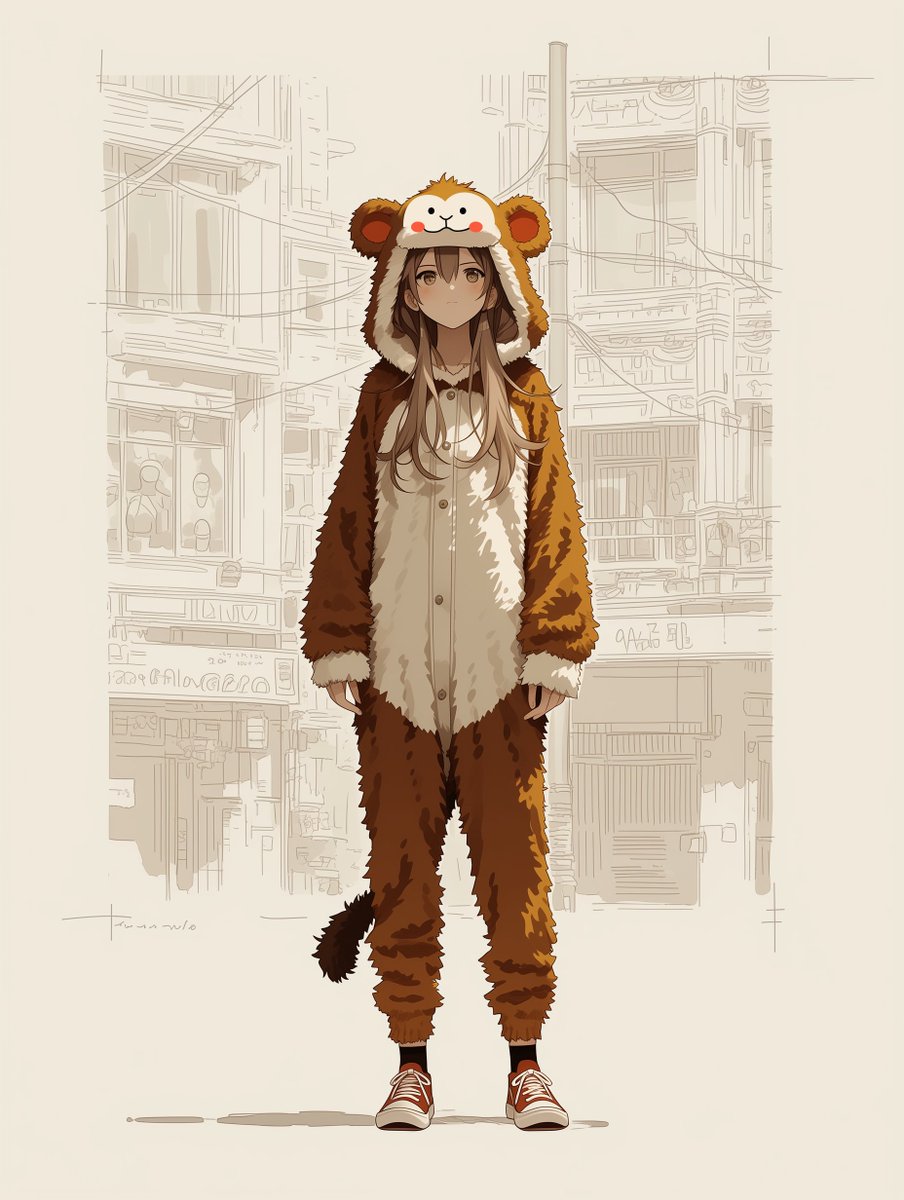 「きぐるみGirls もんきー AIart」|黒猫さん🐈‍⬛のイラスト
