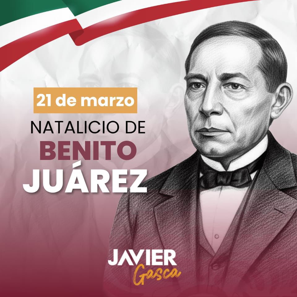 Hoy conmemoramos el natalicio de Benito Juárez, ejemplo de liderazgo, legalidad y amor por la patria. 

Su legado nos recuerda que el respeto al derecho ajeno es la base de la paz y el camino para construir un mejor futuro 🇲🇽