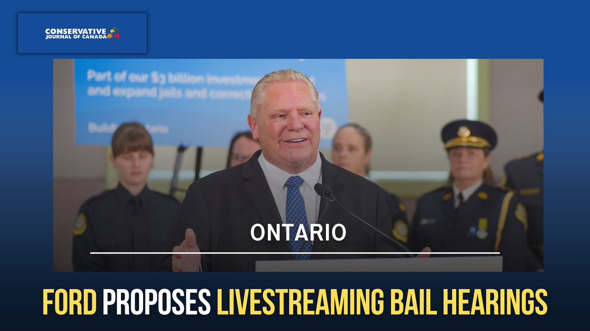 CJdotCA's tweet photo. Ontario Premier @fordnation is proposing livestreamed bail hearings as part of a wider push on justice and public safety measures. #ONpoli

Read more: https://t.co/TxA2TK3IIb https://t.co/RiTNKvYace