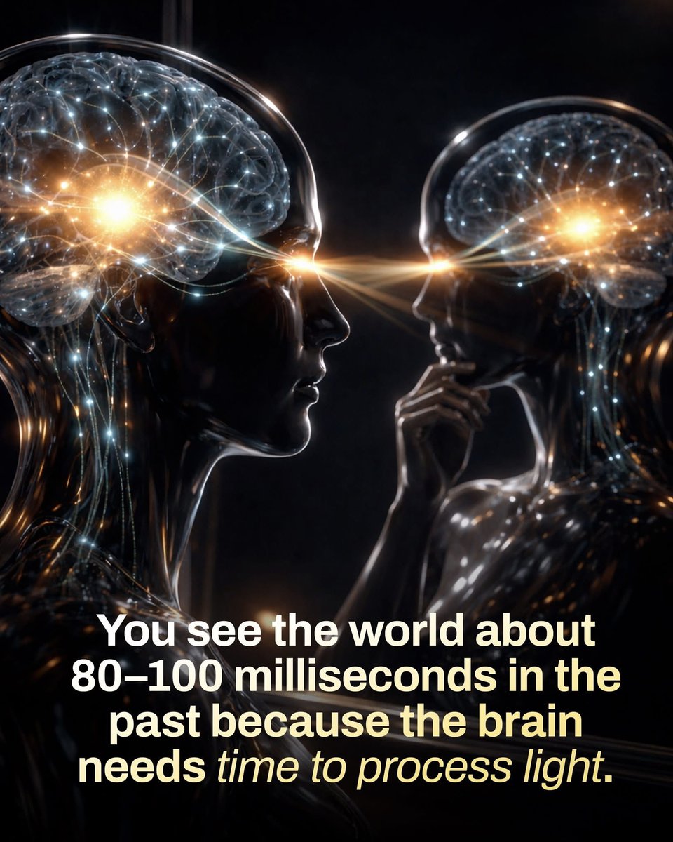 ⏳ You’re Already Living in the Past… And Your Brain Knows It

What if I told you that everything you see right now isn’t happening right this second? Your eyes capture light, but your brain needs a tiny fraction of time—about 80 to 100 milliseconds—to process it. That means