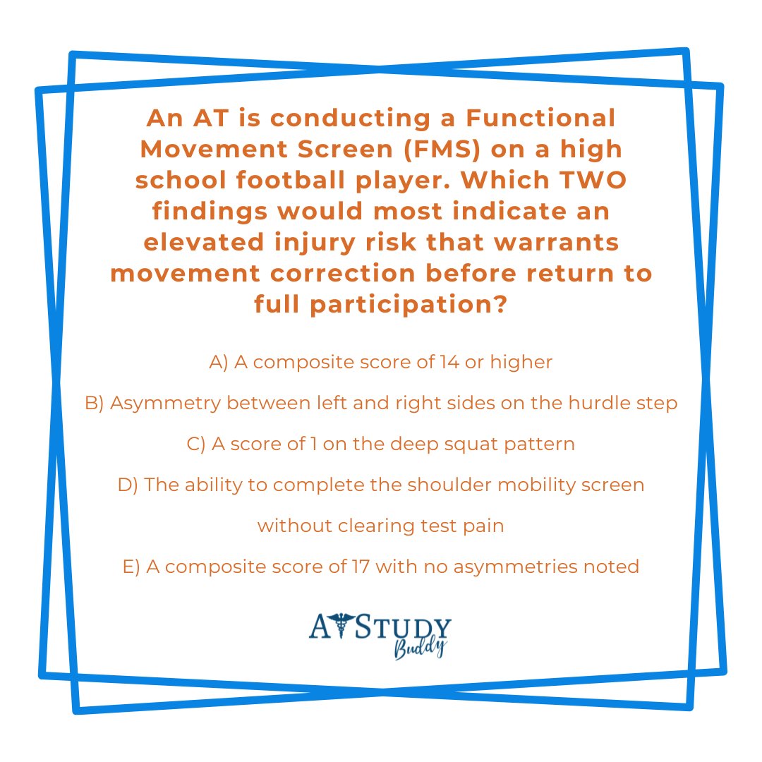 AtstudyB's tweet image. If you think the two correct answers to this question are B &amp;amp; C then you got it!

Need more studying resources? Be sure to check out our blogs, memberships and tutoring sessions on our website to help you prep for your BOC exam.

#athletictraining #sportsmedicine #examprep