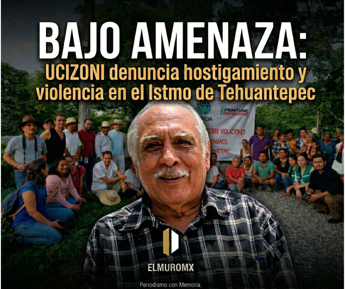 #DEFENSORES | 📢
¿Quién protege a quienes defienden el territorio?

💥🚗 En el #Istmo de Tehuantepec, integrantes de #UCIZONI denuncian disparos, vigilancia con drones y presencia de personas armadas cerca de sus casas y oficinas.

En #Oaxaca defender #derechos humanos no debería