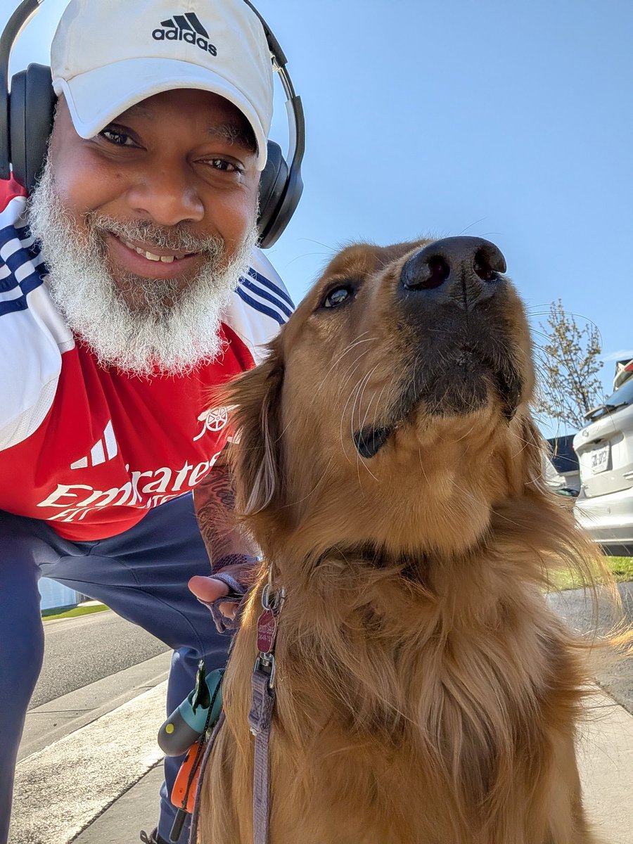 RealJWsteele's tweet photo. Last time I checked in it was snowing in Christiansburg.  Today 72 and sunny.  Afternoon walk with Jackson!  #radioparty. @glennconsor @davejsports https://t.co/7yi9SQtpSn