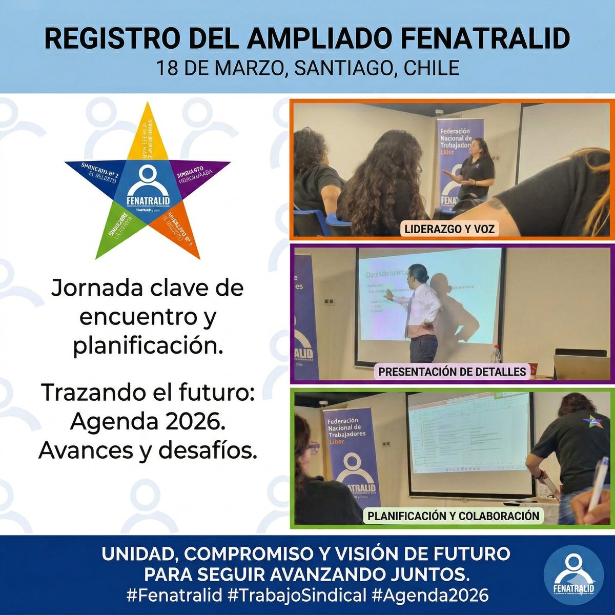 fenatralid's tweet photo. ¡Seguimos fortaleciendo nuestra organización! ✊✨
📍 Este 18 de marzo nos reunimos en un nuevo Ampliado de Fenatralid, una instancia clave para conectar y coordinar con dirigentes y representantes de todo el país.
💪 Con unidad, compromiso y visión de futuro, seguimos firmes https://t.co/jGpVMdqdL1
