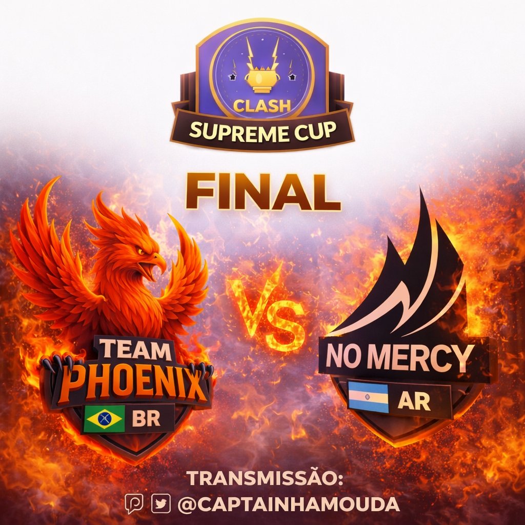 Team_PhoenixCR's tweet photo. Grand Final today for @ClashSupremecup 

🆚 @NoMercyGG__ 
🕐 07pm MX | 10 pm BR | 02AM CET
Caster: @CaptainHamouda https://t.co/vc5A6an7oJ