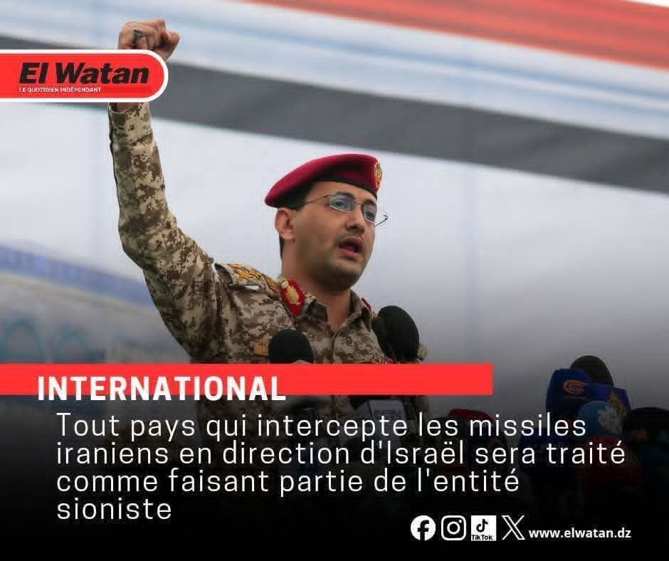 sahelbrut3's tweet image. Les #Houthis du Yémen ont annoncé que si l'Arabie saoudite, la Jordanie ou les Émirats arabes unis tentaient d'intercepter un missile se dirigeant vers Israël, ils seraient considérés comme faisant partie intégrante d'Israël.

« Nous mettons en garde les pays arabes, et plus