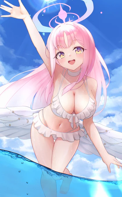 「先生もいっしょに泳ごーよっ!」 #ブルアカ #聖園ミカ