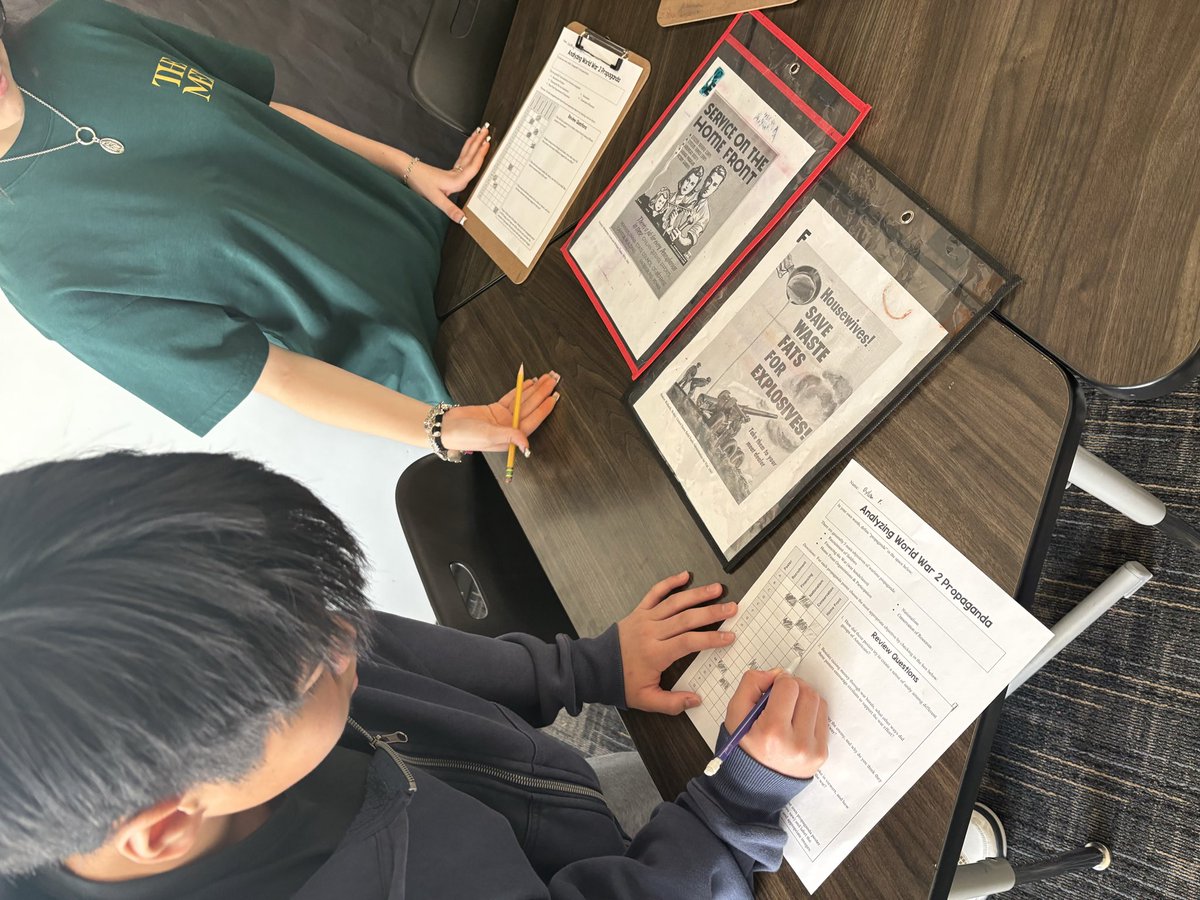 classwithmse's tweet photo. A peek inside from last week.. Not sure what was my favorite: decoding for the “escape room”, Analyzing Propaganda Posters or the challenges! (That decoding  really had them thinking 😅) https://t.co/0J56EHz5Yv